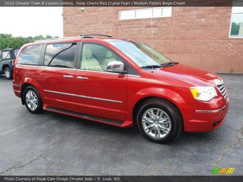 Deep Cherry Red Crystal Pearl / Medium Pebble Beige/Cream 2010 Chrysler Town & Country Limited