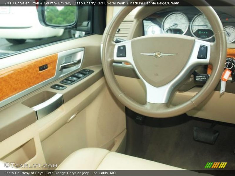Deep Cherry Red Crystal Pearl / Medium Pebble Beige/Cream 2010 Chrysler Town & Country Limited