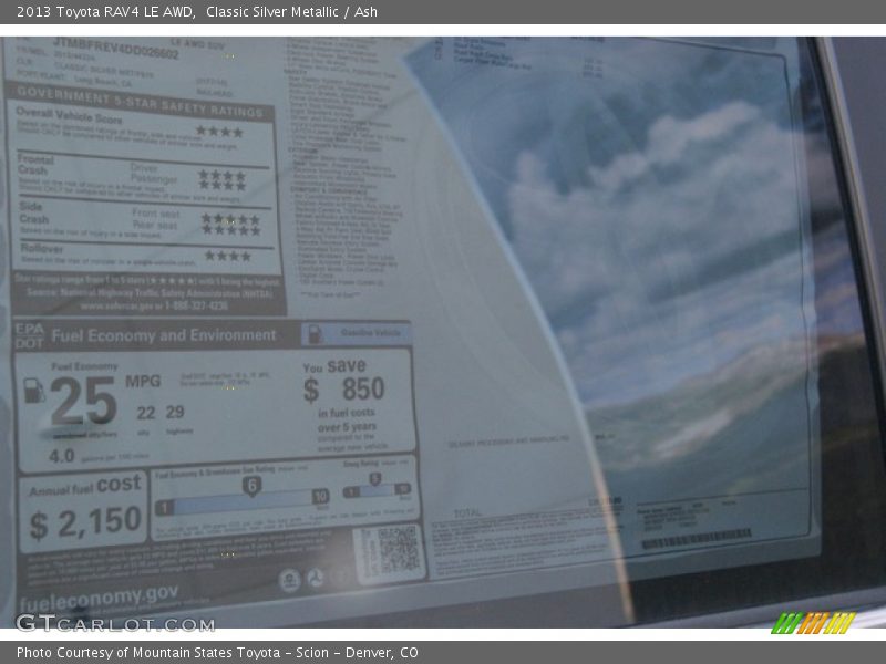 Classic Silver Metallic / Ash 2013 Toyota RAV4 LE AWD