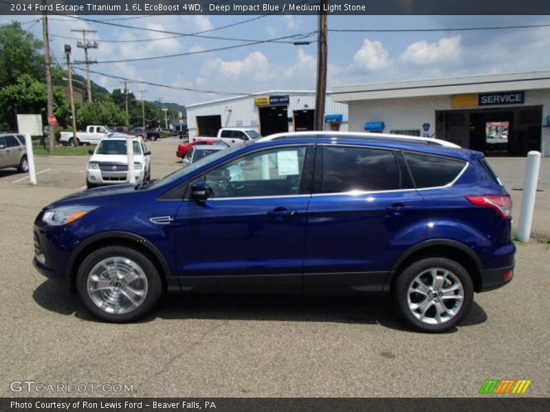 Deep Impact Blue / Medium Light Stone 2014 Ford Escape Titanium 1.6L EcoBoost 4WD