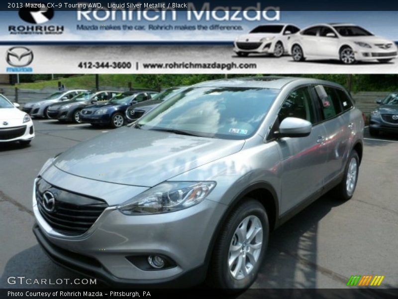Liquid Silver Metallic / Black 2013 Mazda CX-9 Touring AWD