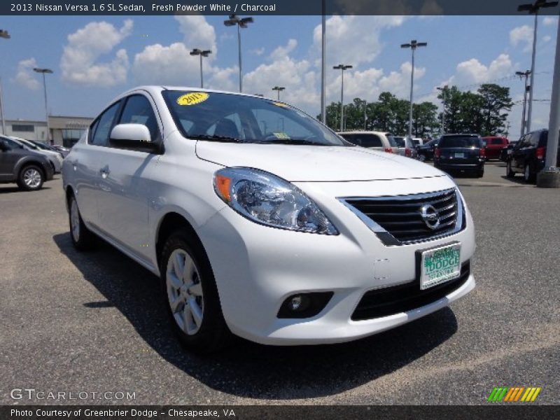 Fresh Powder White / Charcoal 2013 Nissan Versa 1.6 SL Sedan