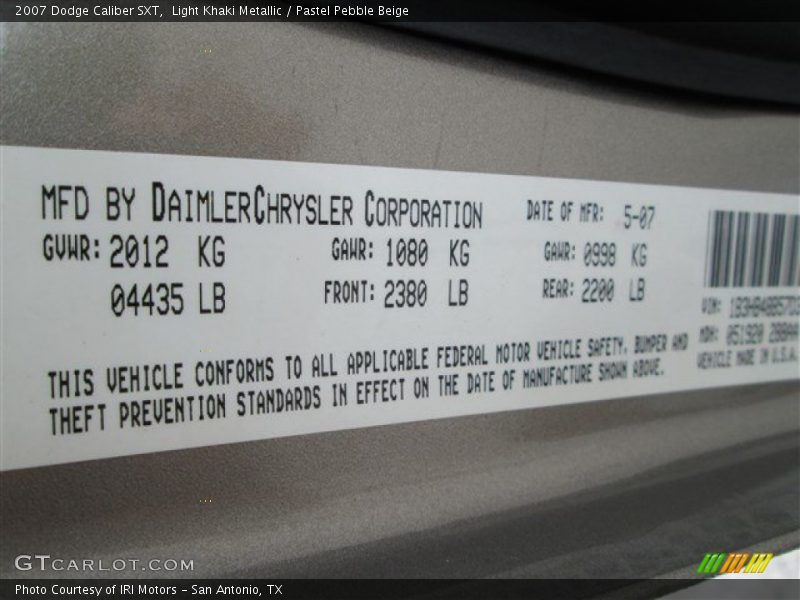 Light Khaki Metallic / Pastel Pebble Beige 2007 Dodge Caliber SXT