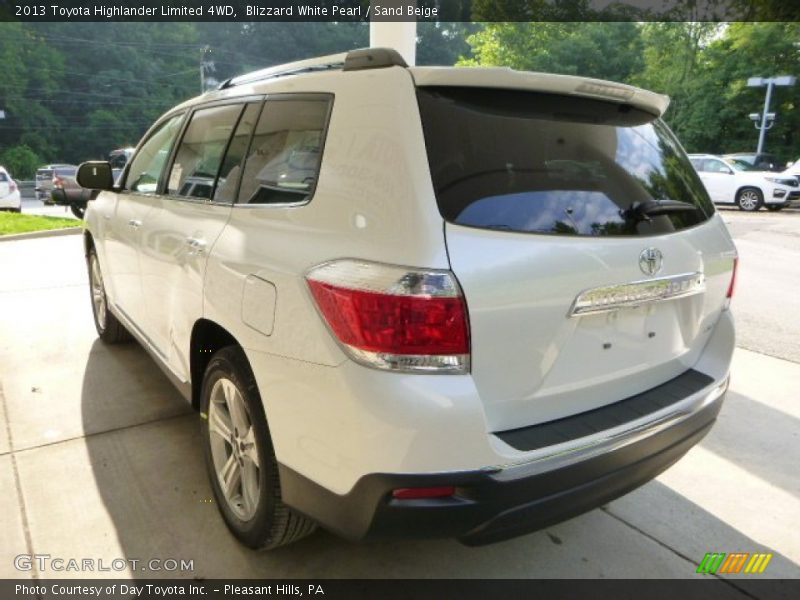 Blizzard White Pearl / Sand Beige 2013 Toyota Highlander Limited 4WD
