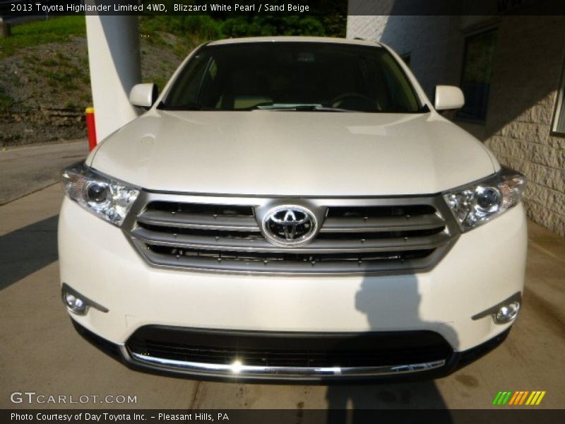 Blizzard White Pearl / Sand Beige 2013 Toyota Highlander Limited 4WD