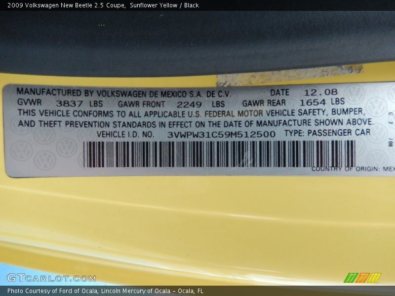 Sunflower Yellow / Black 2009 Volkswagen New Beetle 2.5 Coupe
