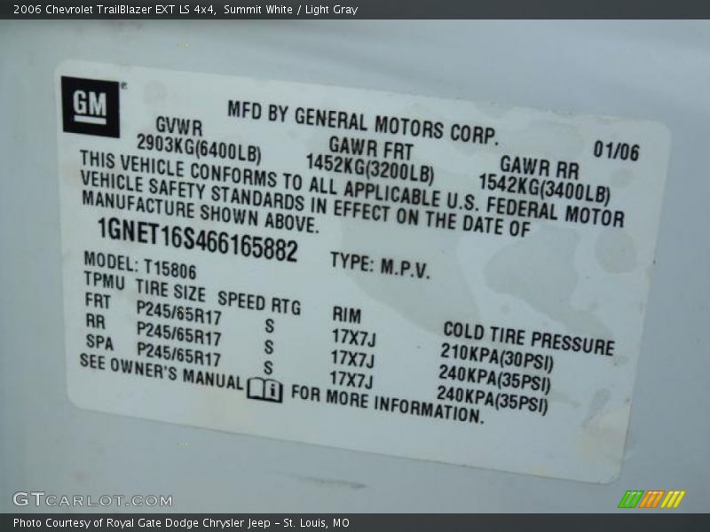 Summit White / Light Gray 2006 Chevrolet TrailBlazer EXT LS 4x4