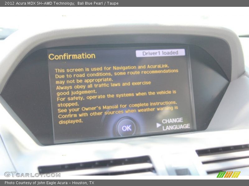 Bali Blue Pearl / Taupe 2012 Acura MDX SH-AWD Technology
