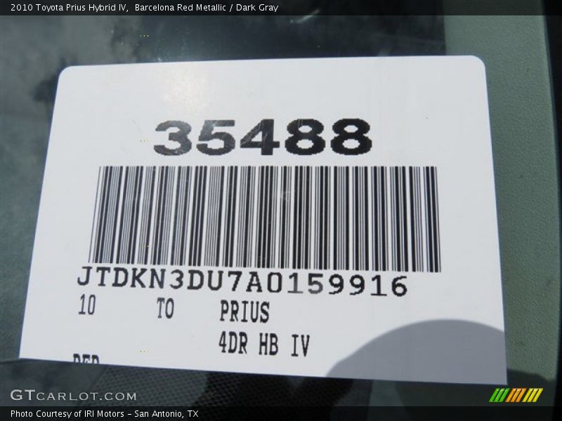 Barcelona Red Metallic / Dark Gray 2010 Toyota Prius Hybrid IV