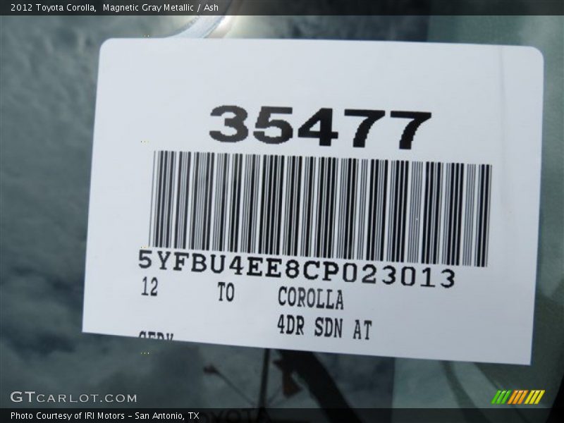 Magnetic Gray Metallic / Ash 2012 Toyota Corolla