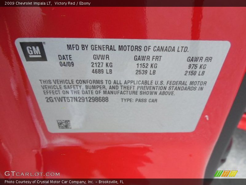 Victory Red / Ebony 2009 Chevrolet Impala LT