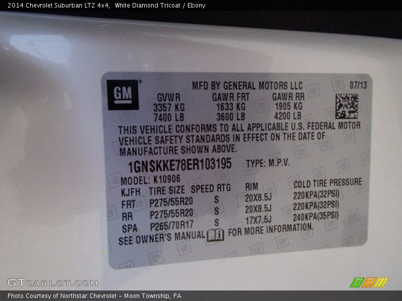 White Diamond Tricoat / Ebony 2014 Chevrolet Suburban LTZ 4x4