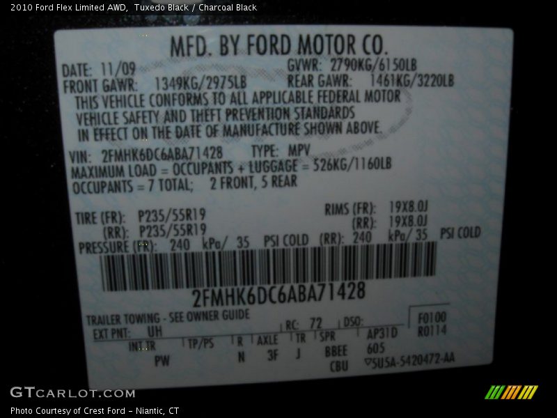 Tuxedo Black / Charcoal Black 2010 Ford Flex Limited AWD