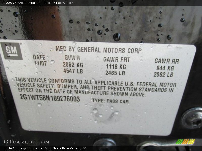 Black / Ebony Black 2008 Chevrolet Impala LT