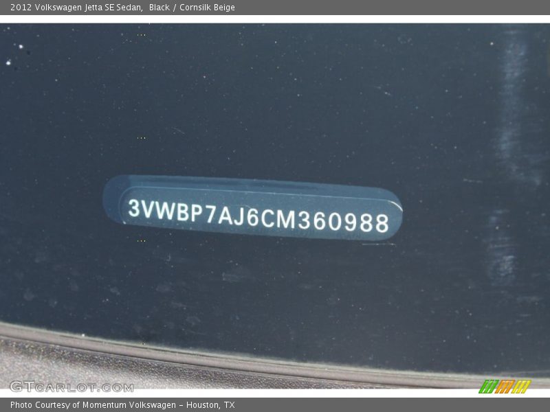Black / Cornsilk Beige 2012 Volkswagen Jetta SE Sedan