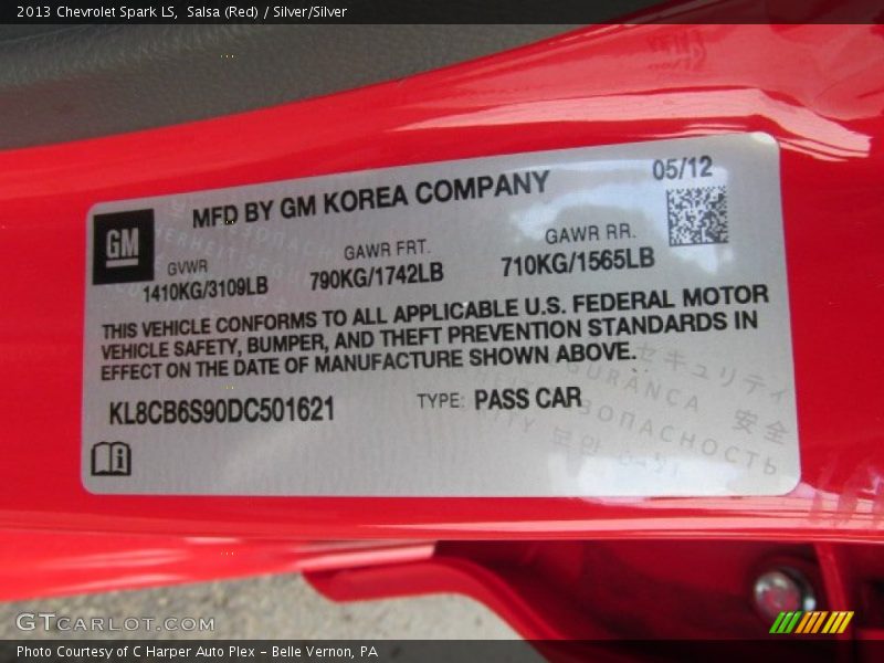 Salsa (Red) / Silver/Silver 2013 Chevrolet Spark LS