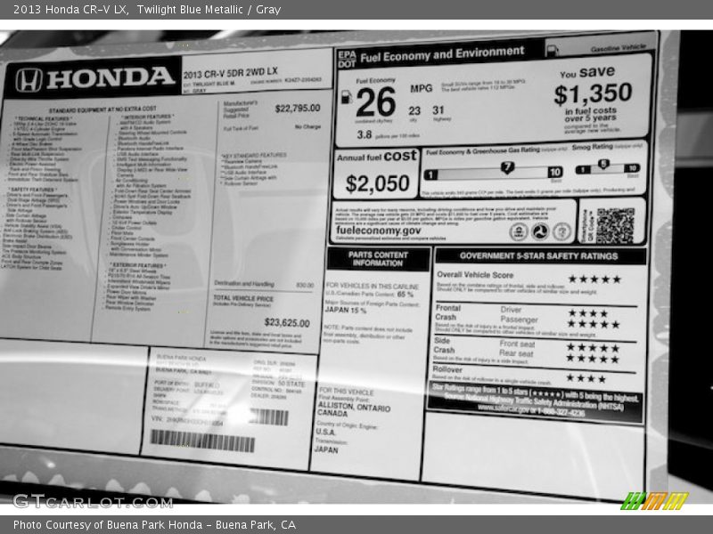 Twilight Blue Metallic / Gray 2013 Honda CR-V LX