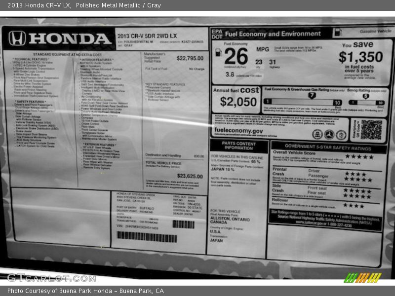 Polished Metal Metallic / Gray 2013 Honda CR-V LX