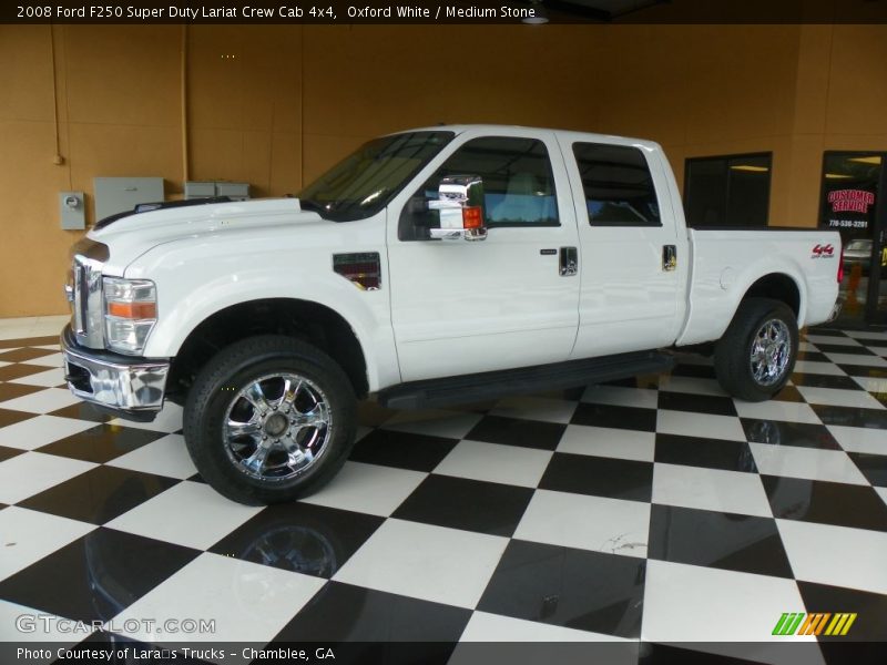 Oxford White / Medium Stone 2008 Ford F250 Super Duty Lariat Crew Cab 4x4
