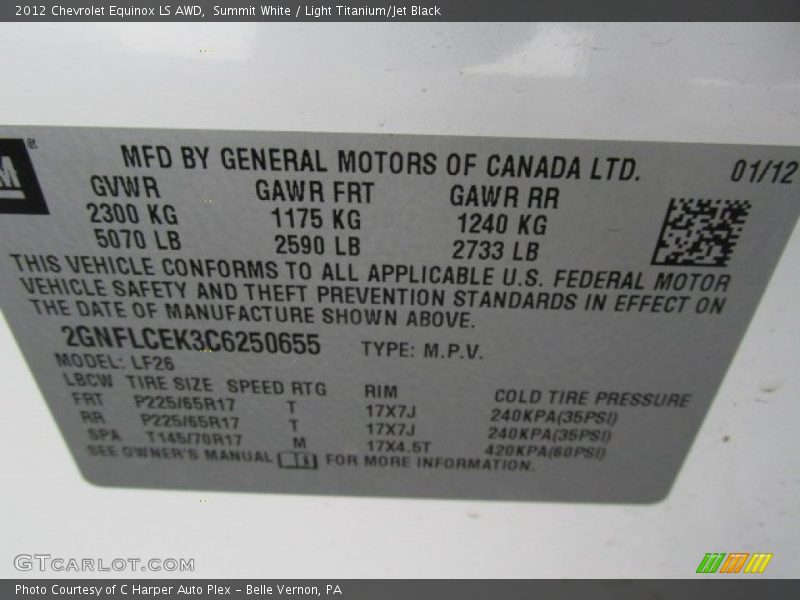Summit White / Light Titanium/Jet Black 2012 Chevrolet Equinox LS AWD