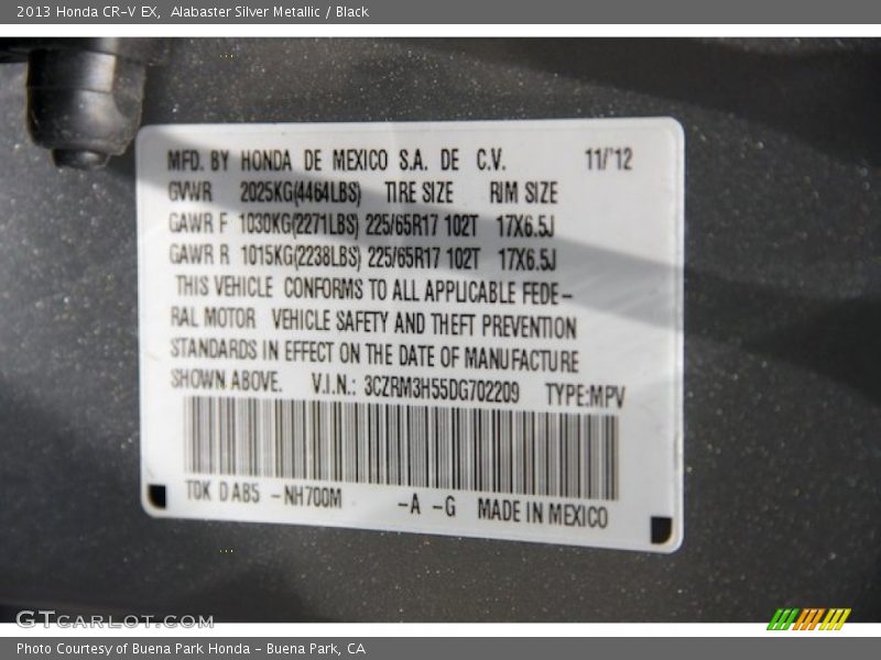 Alabaster Silver Metallic / Black 2013 Honda CR-V EX