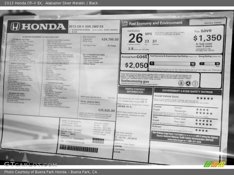 Alabaster Silver Metallic / Black 2013 Honda CR-V EX