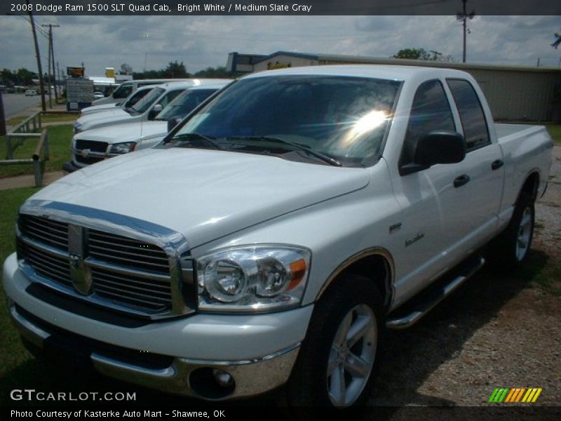Bright White / Medium Slate Gray 2008 Dodge Ram 1500 SLT Quad Cab