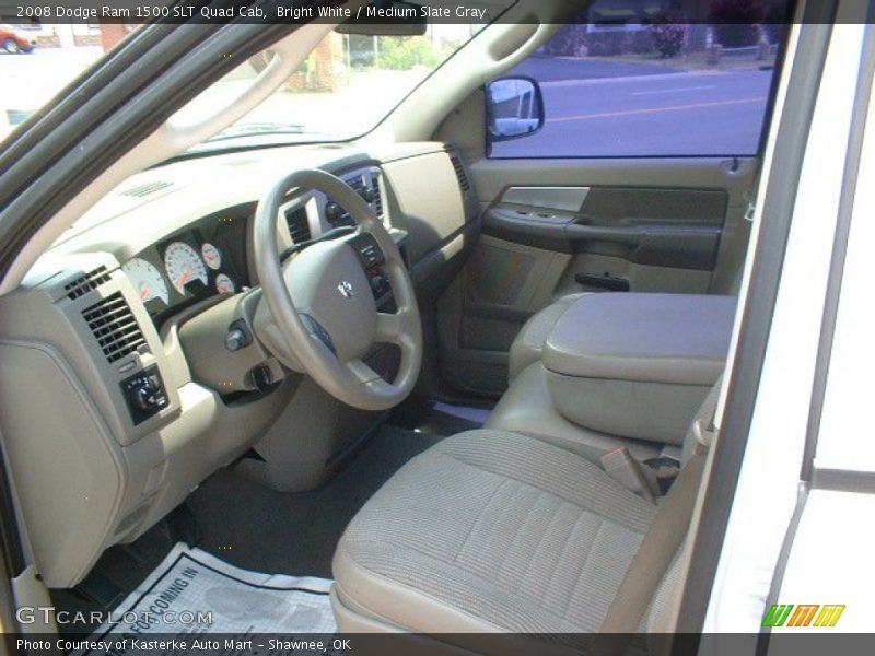 Bright White / Medium Slate Gray 2008 Dodge Ram 1500 SLT Quad Cab