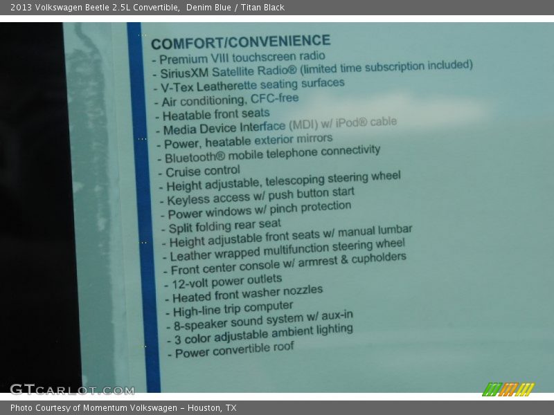 Denim Blue / Titan Black 2013 Volkswagen Beetle 2.5L Convertible
