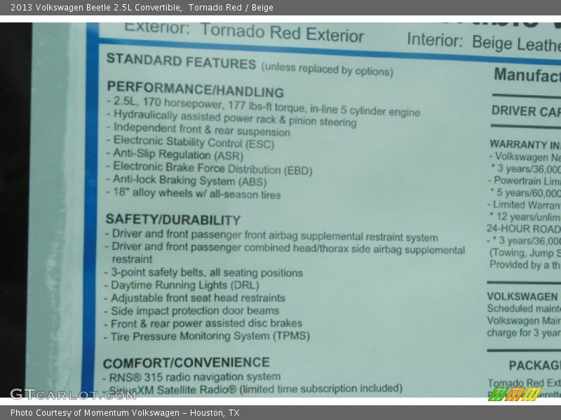 Tornado Red / Beige 2013 Volkswagen Beetle 2.5L Convertible