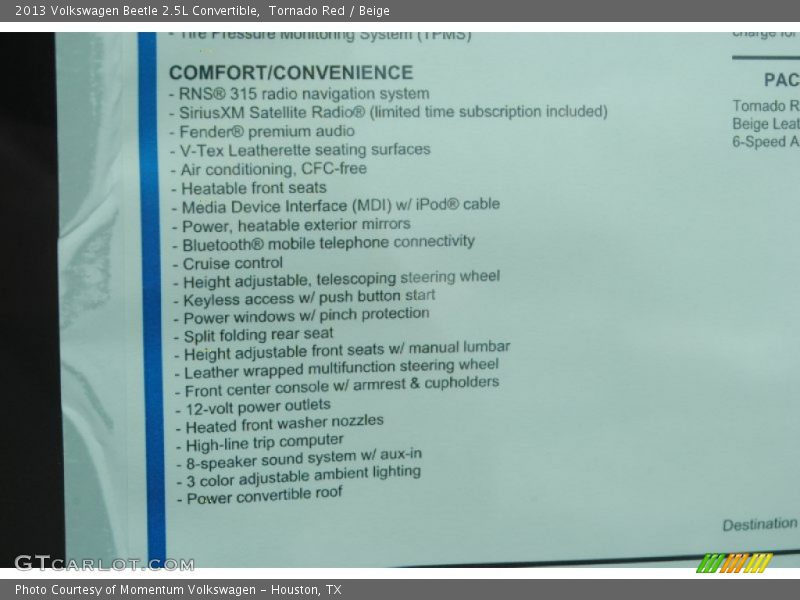 Tornado Red / Beige 2013 Volkswagen Beetle 2.5L Convertible