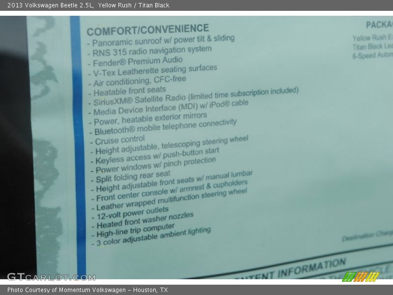 Yellow Rush / Titan Black 2013 Volkswagen Beetle 2.5L