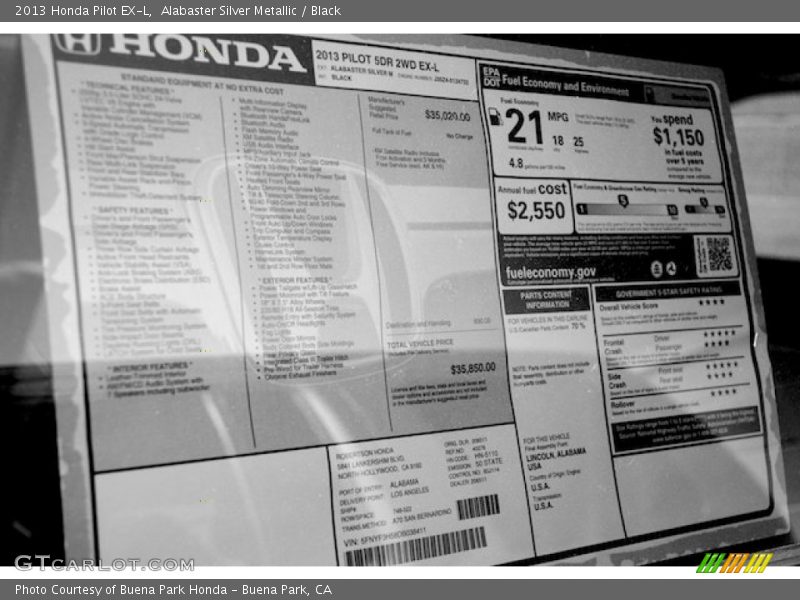 Alabaster Silver Metallic / Black 2013 Honda Pilot EX-L