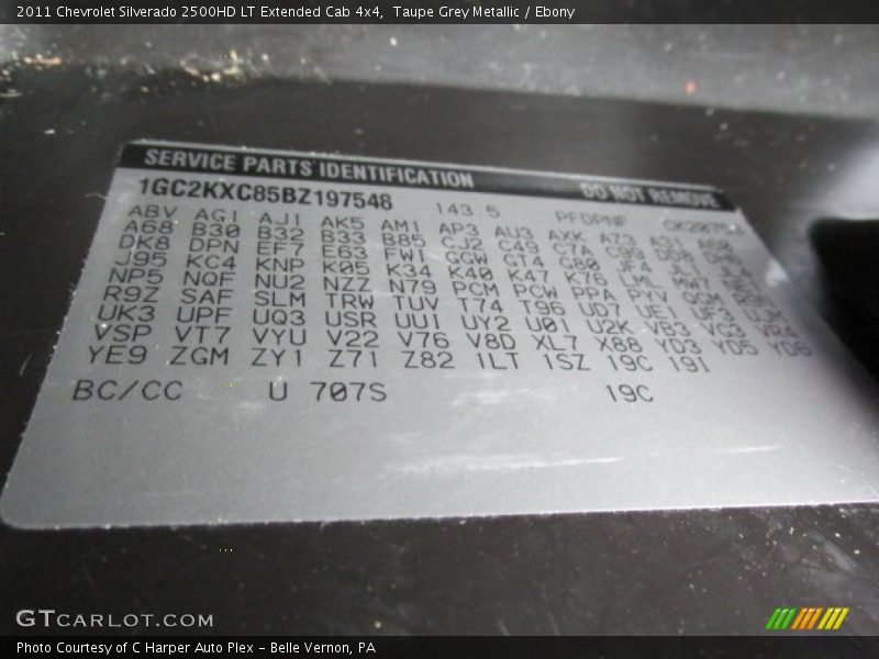 2011 Silverado 2500HD LT Extended Cab 4x4 Taupe Grey Metallic Color Code 707S