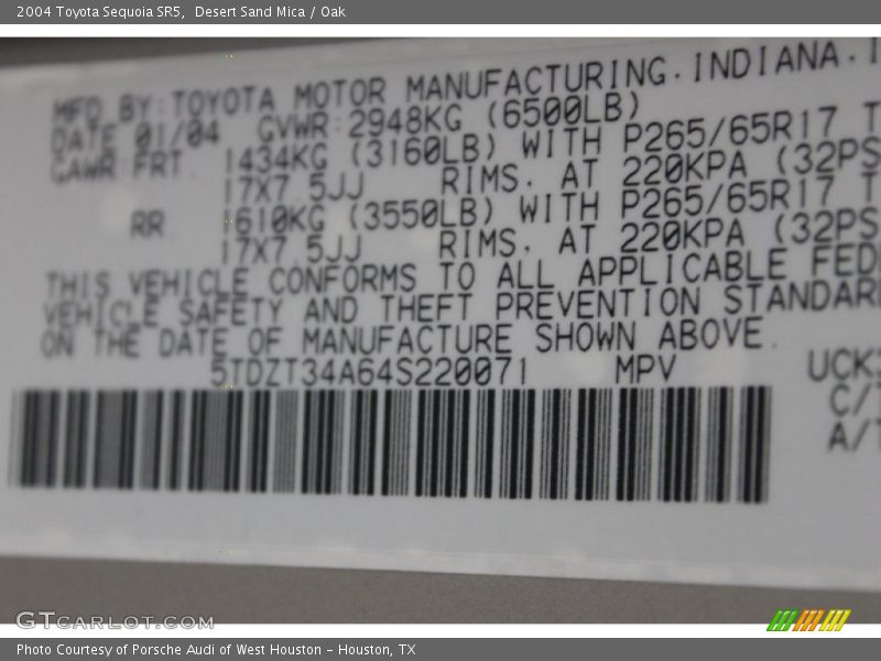 Desert Sand Mica / Oak 2004 Toyota Sequoia SR5