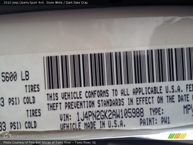 Stone White / Dark Slate Gray 2010 Jeep Liberty Sport 4x4