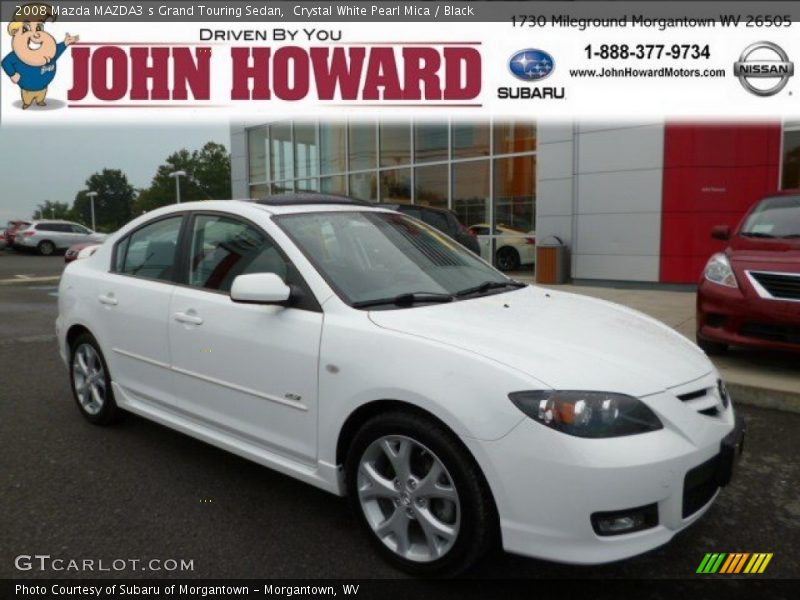 Crystal White Pearl Mica / Black 2008 Mazda MAZDA3 s Grand Touring Sedan