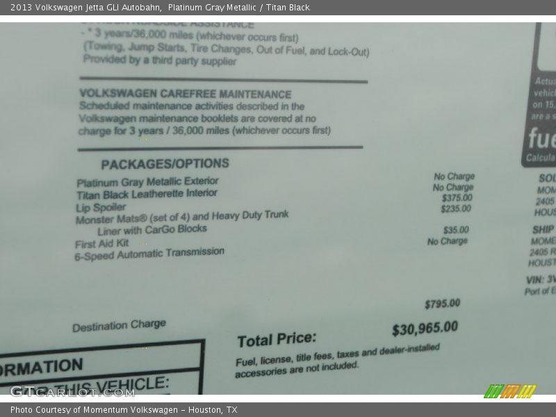 Platinum Gray Metallic / Titan Black 2013 Volkswagen Jetta GLI Autobahn