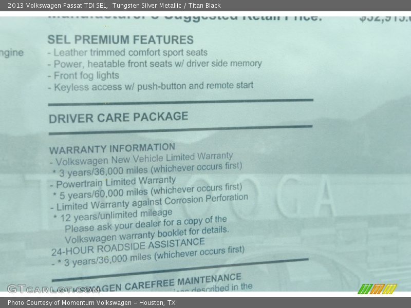 Tungsten Silver Metallic / Titan Black 2013 Volkswagen Passat TDI SEL