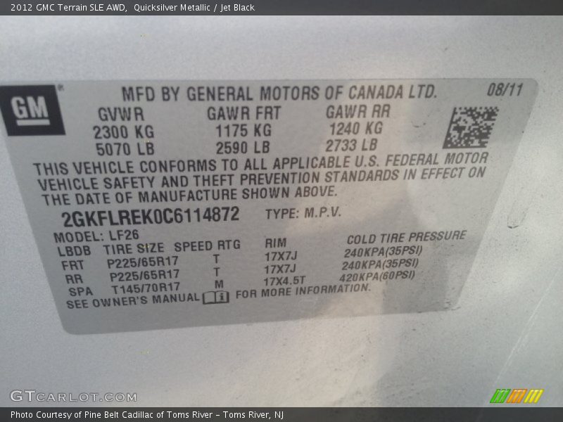Quicksilver Metallic / Jet Black 2012 GMC Terrain SLE AWD