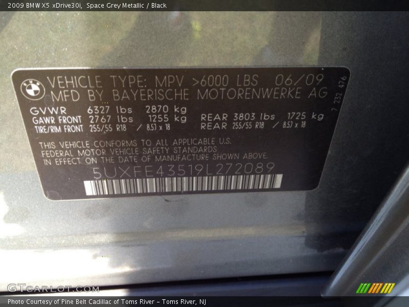 Space Grey Metallic / Black 2009 BMW X5 xDrive30i