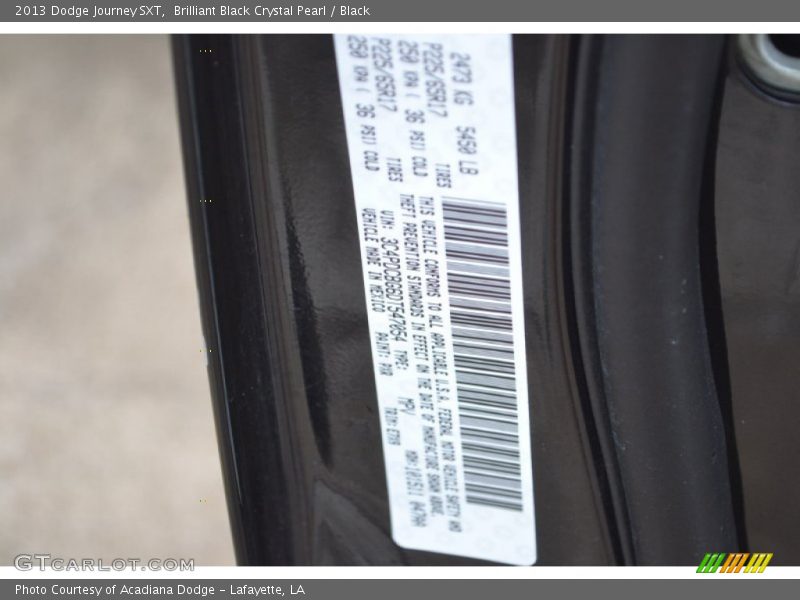 Brilliant Black Crystal Pearl / Black 2013 Dodge Journey SXT