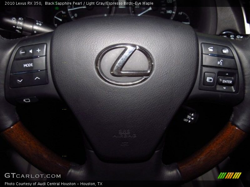 Black Sapphire Pearl / Light Gray/Espresso Birds-Eye Maple 2010 Lexus RX 350