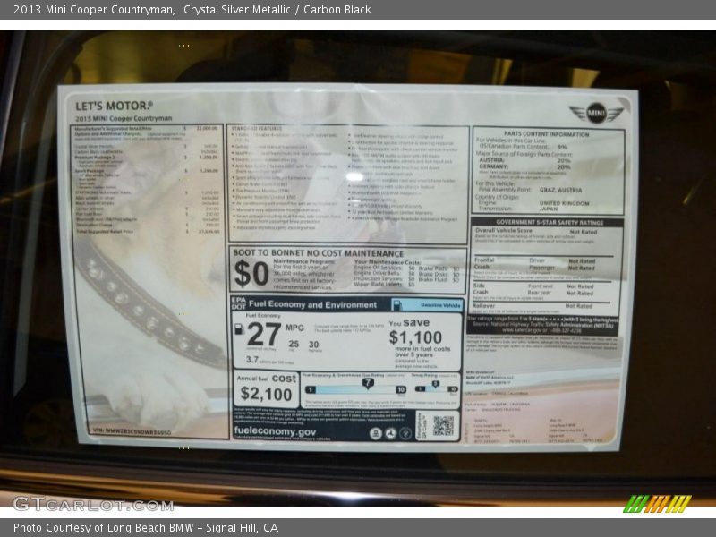 Crystal Silver Metallic / Carbon Black 2013 Mini Cooper Countryman