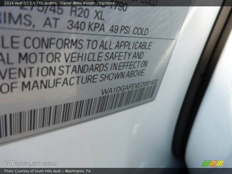 Glacier White Metallic / Espresso 2014 Audi Q7 3.0 TFSI quattro