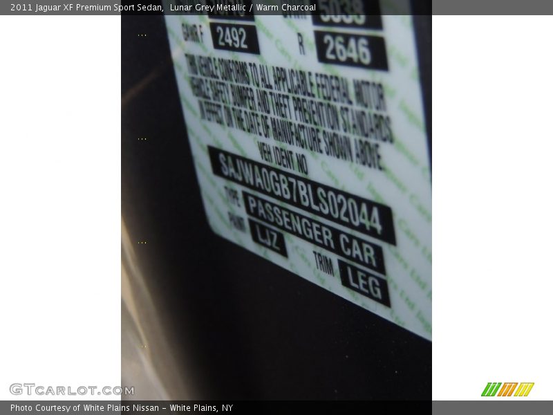 Lunar Grey Metallic / Warm Charcoal 2011 Jaguar XF Premium Sport Sedan