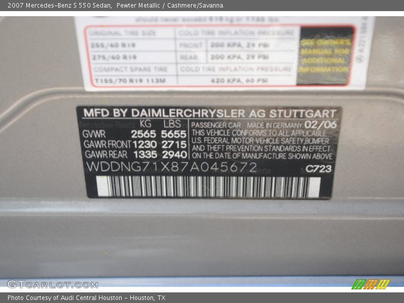 Pewter Metallic / Cashmere/Savanna 2007 Mercedes-Benz S 550 Sedan
