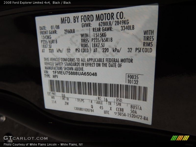 Black / Black 2008 Ford Explorer Limited 4x4