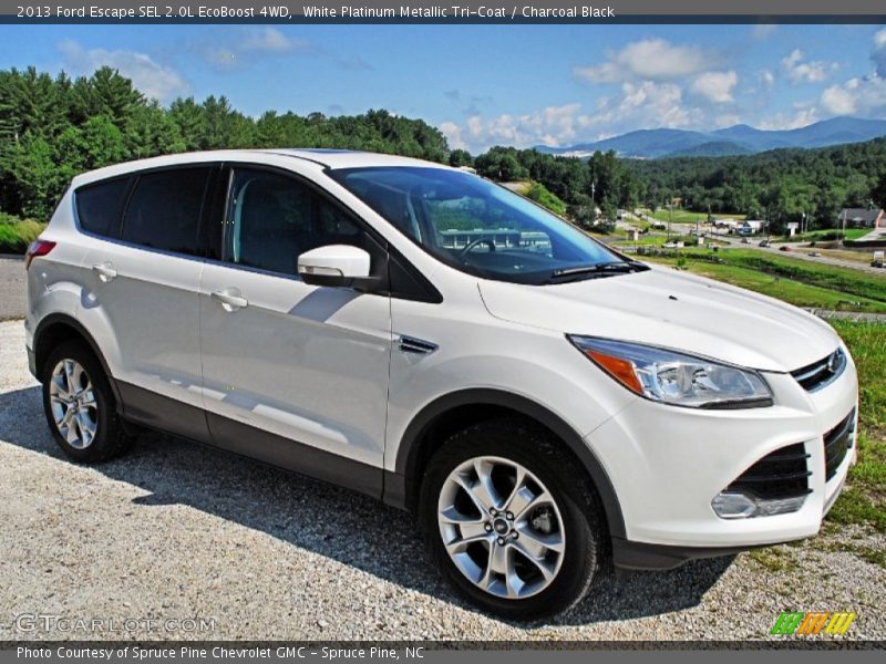 White Platinum Metallic Tri-Coat / Charcoal Black 2013 Ford Escape SEL 2.0L EcoBoost 4WD