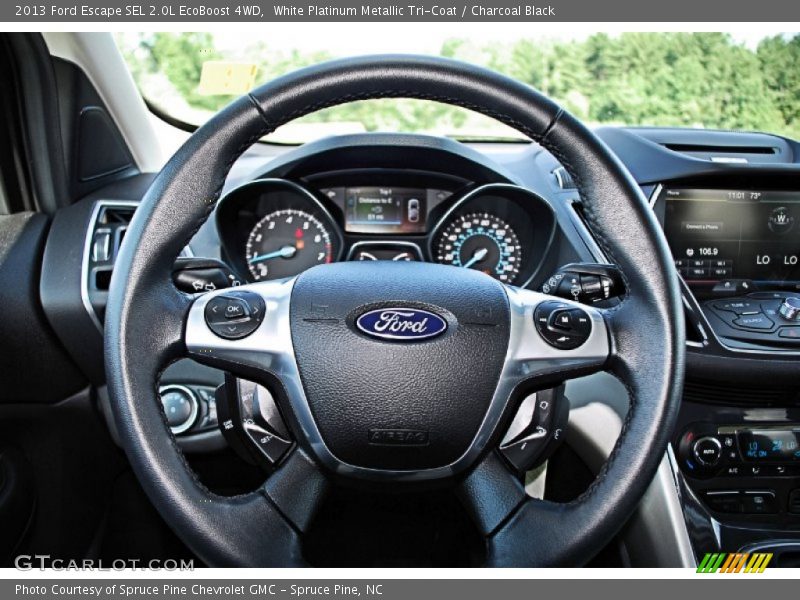 White Platinum Metallic Tri-Coat / Charcoal Black 2013 Ford Escape SEL 2.0L EcoBoost 4WD